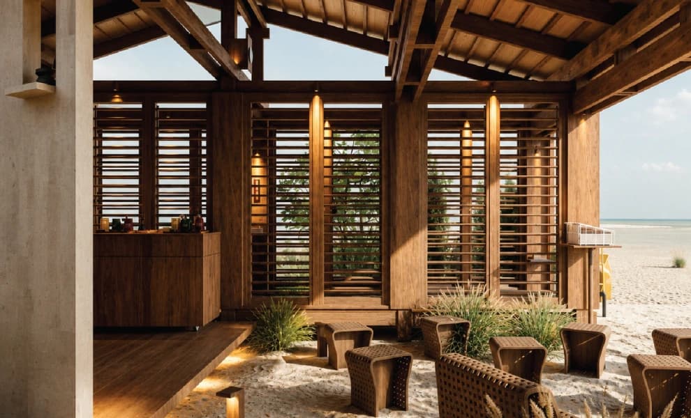 JIA Curated Architectural Timber Louver System in Bali, - slide 1