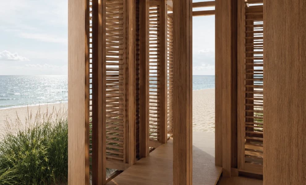 JIA Curated Architectural Timber Louver System in Bali, - slide 2
